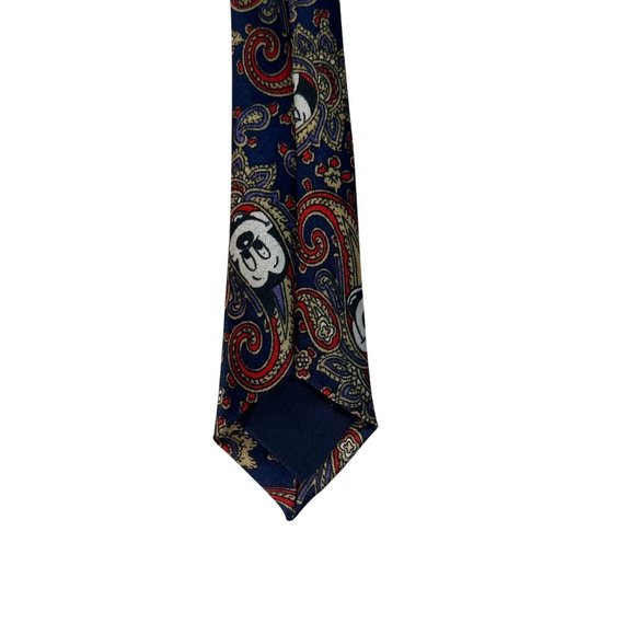 Vintage Disney The Tie Works Mickey Mouse Paisley Print Men's Tie Navy Red - Picture 3 of 6